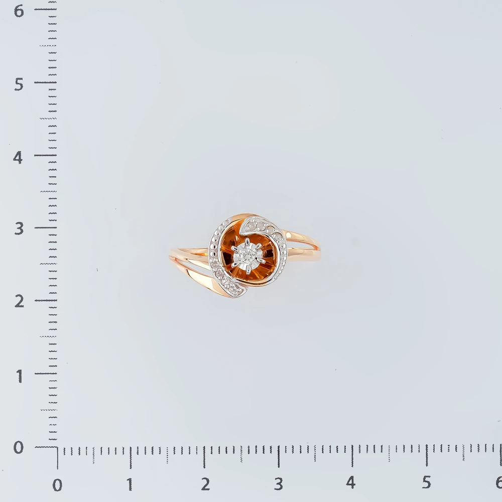 Кольцо с бриллиантом из красного золота 585 пробы