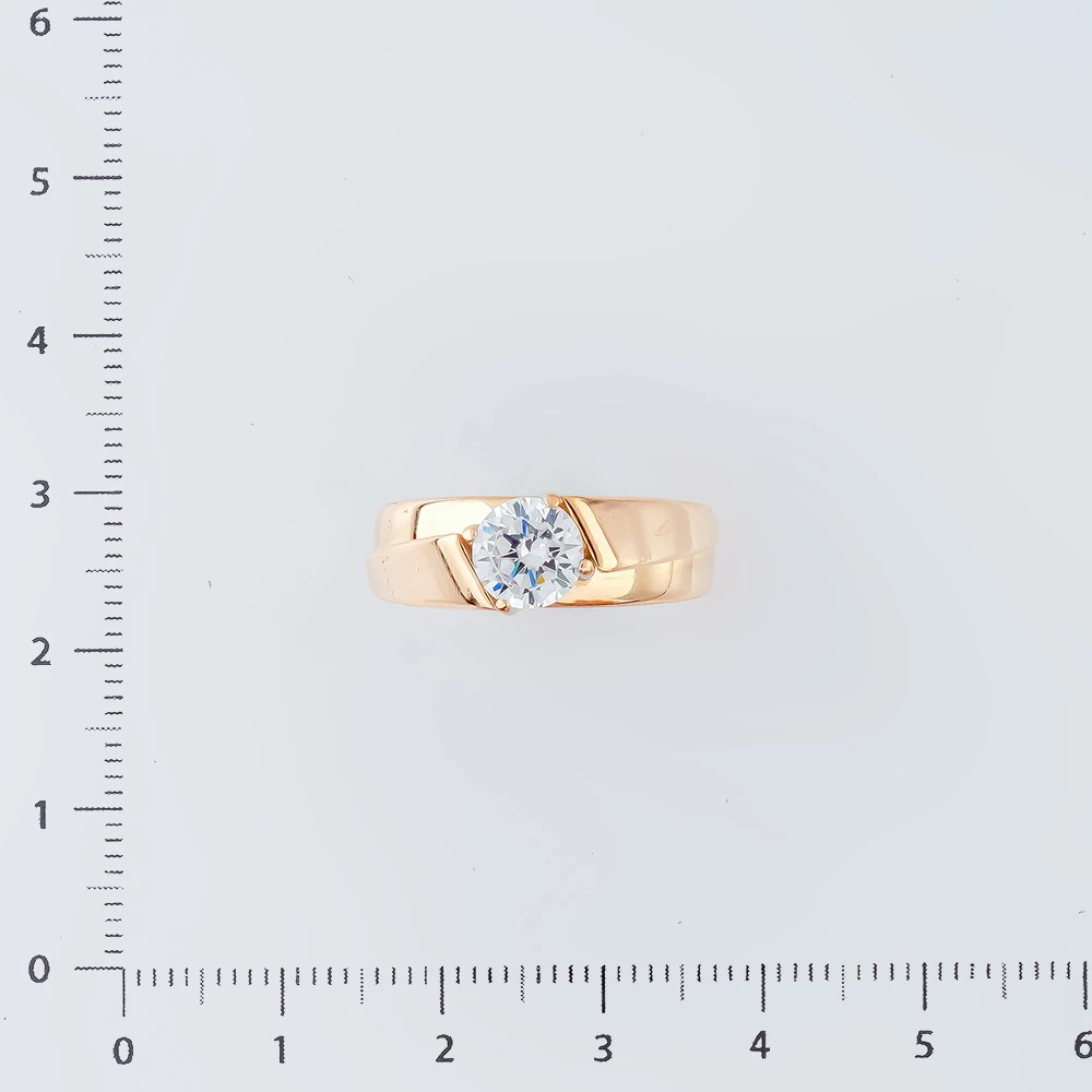 Кольцо с фианитом из красного золота 585 пробы