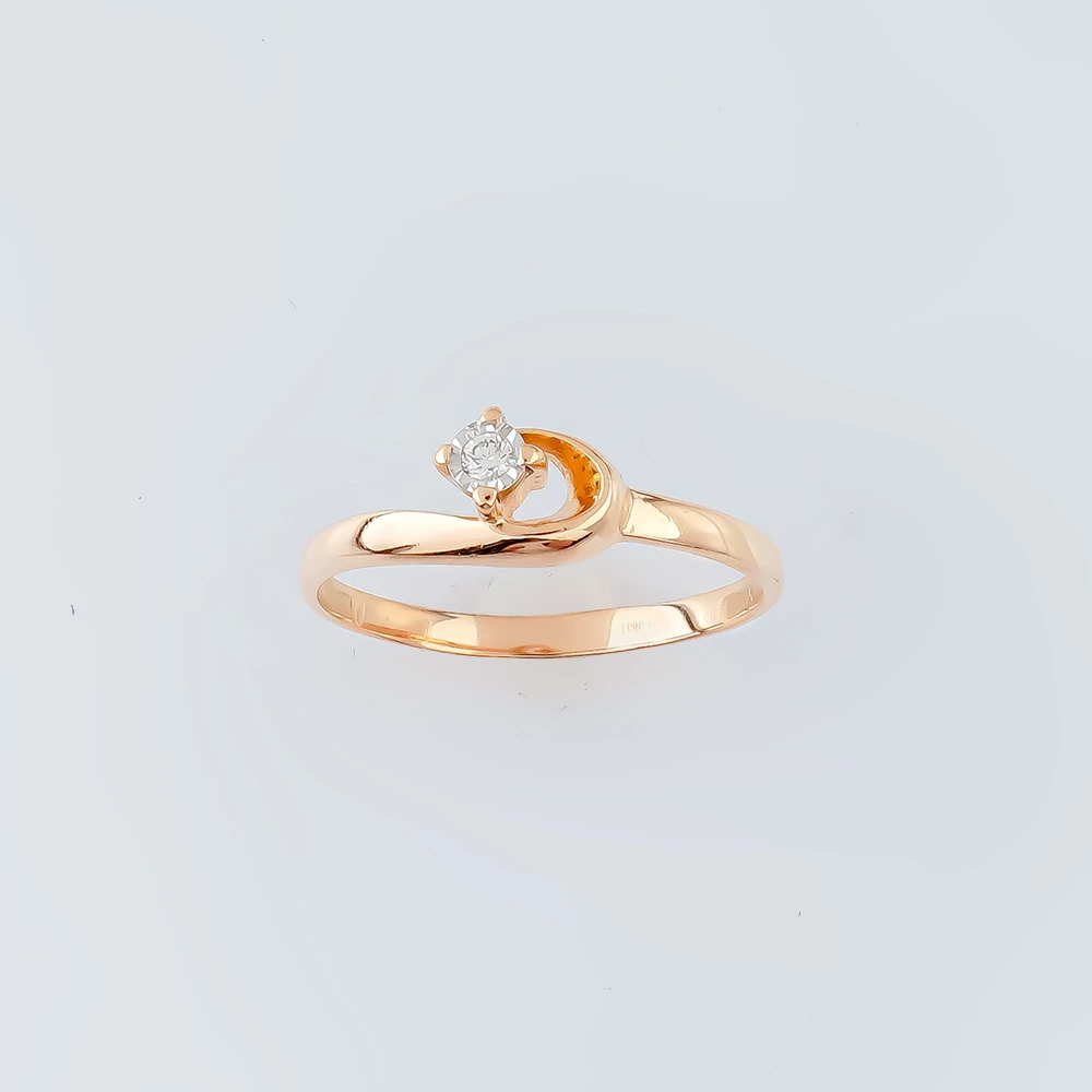 Кольцо с бриллиантом из красного золота 585 пробы