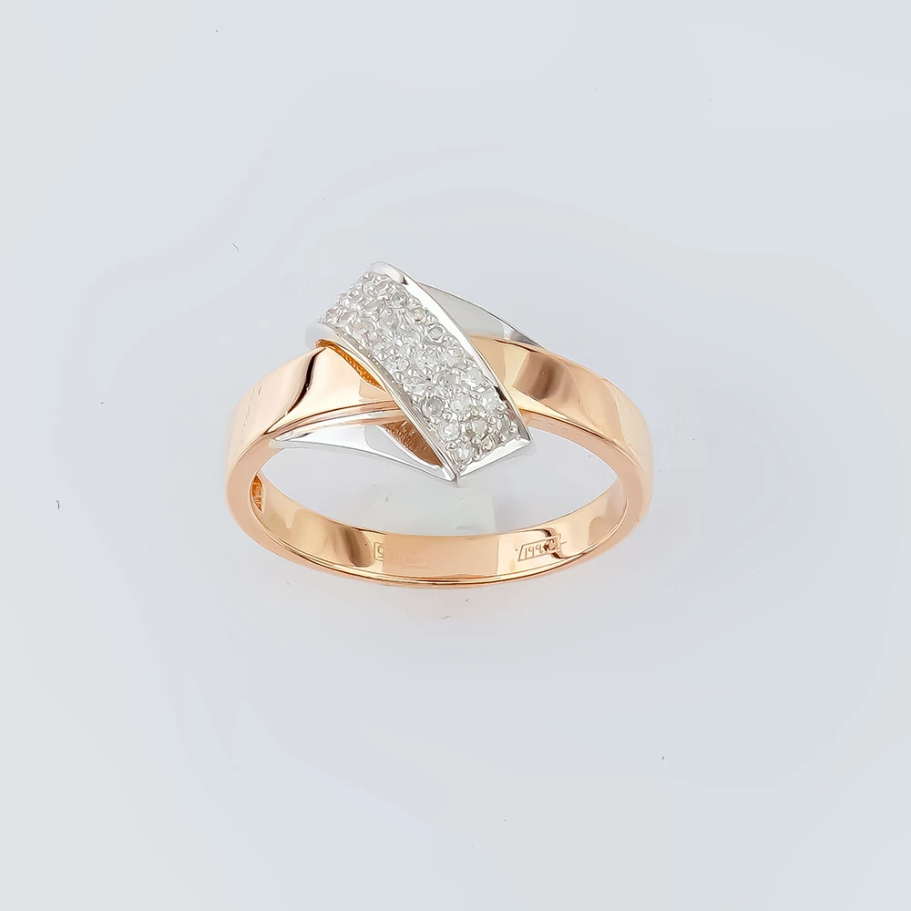 Кольцо с бриллиантом из красного золота 585 пробы