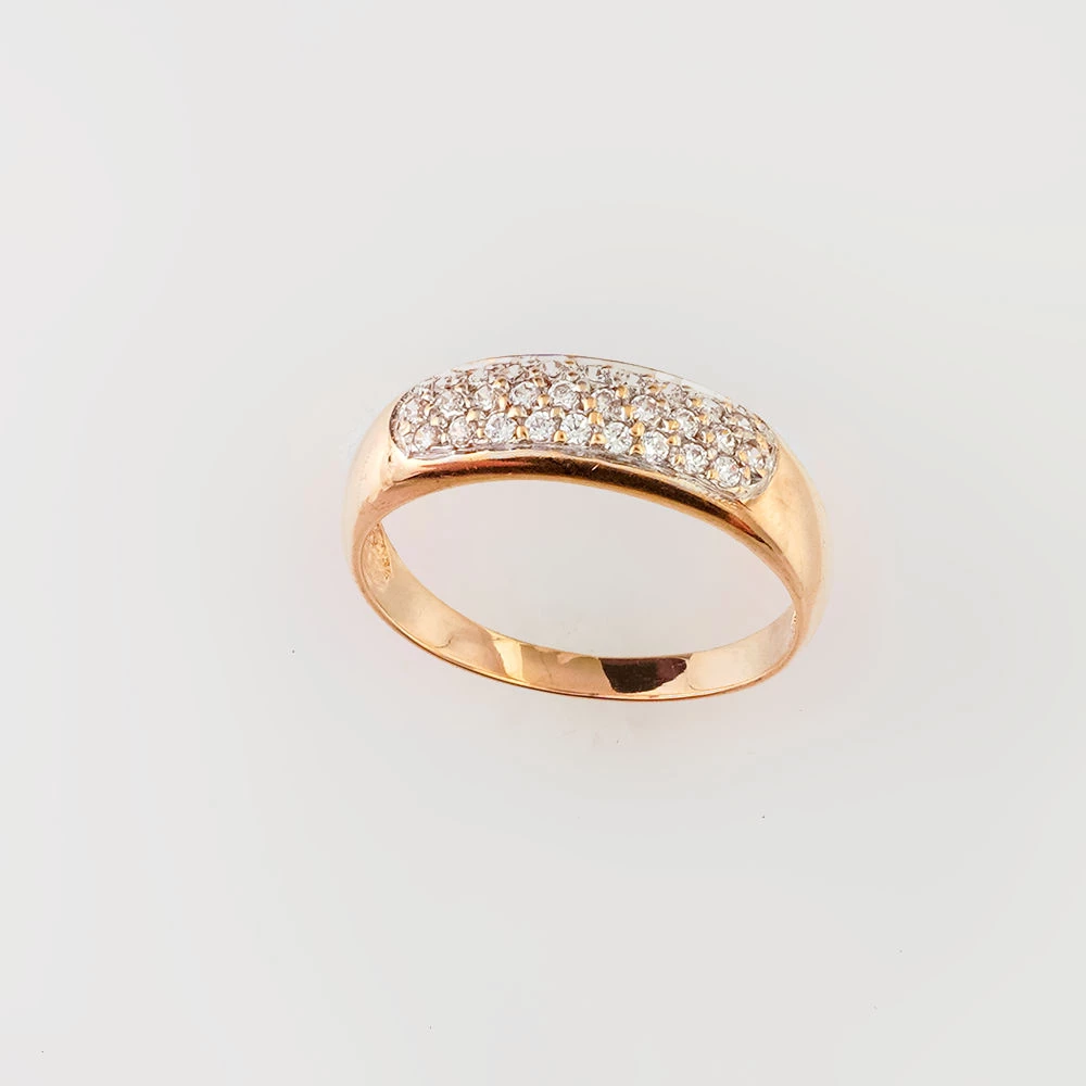 Кольцо с фианитом из красного золота 585 пробы