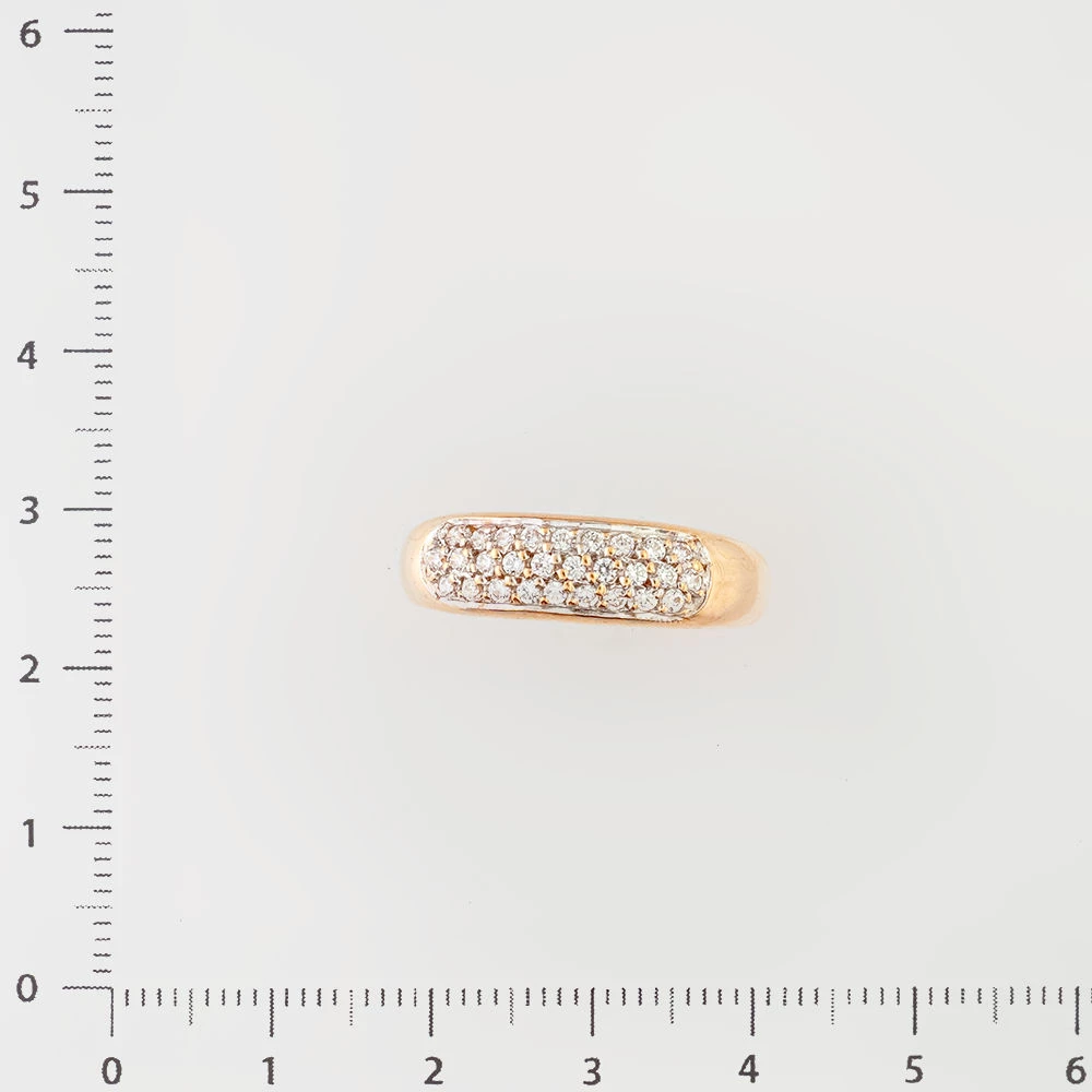 Кольцо с фианитом из красного золота 585 пробы