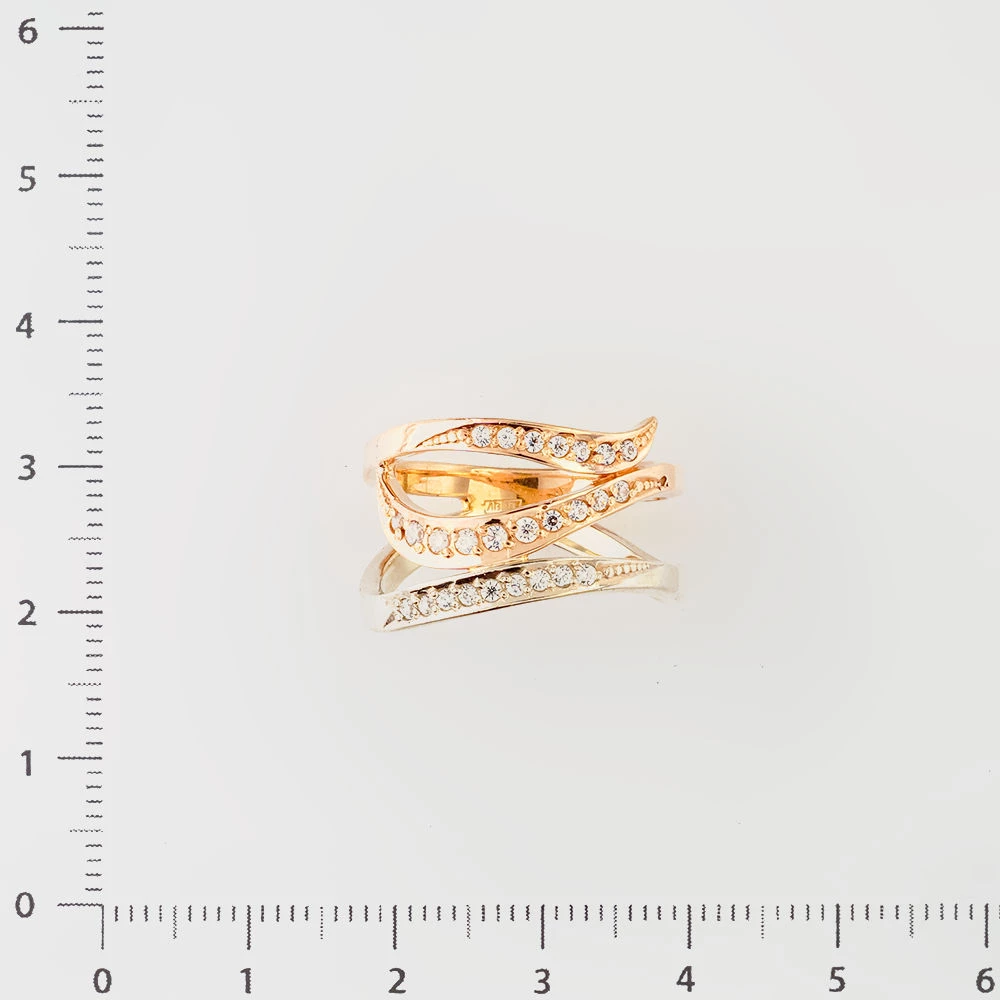 Кольцо с фианитом из красного золота 585 пробы