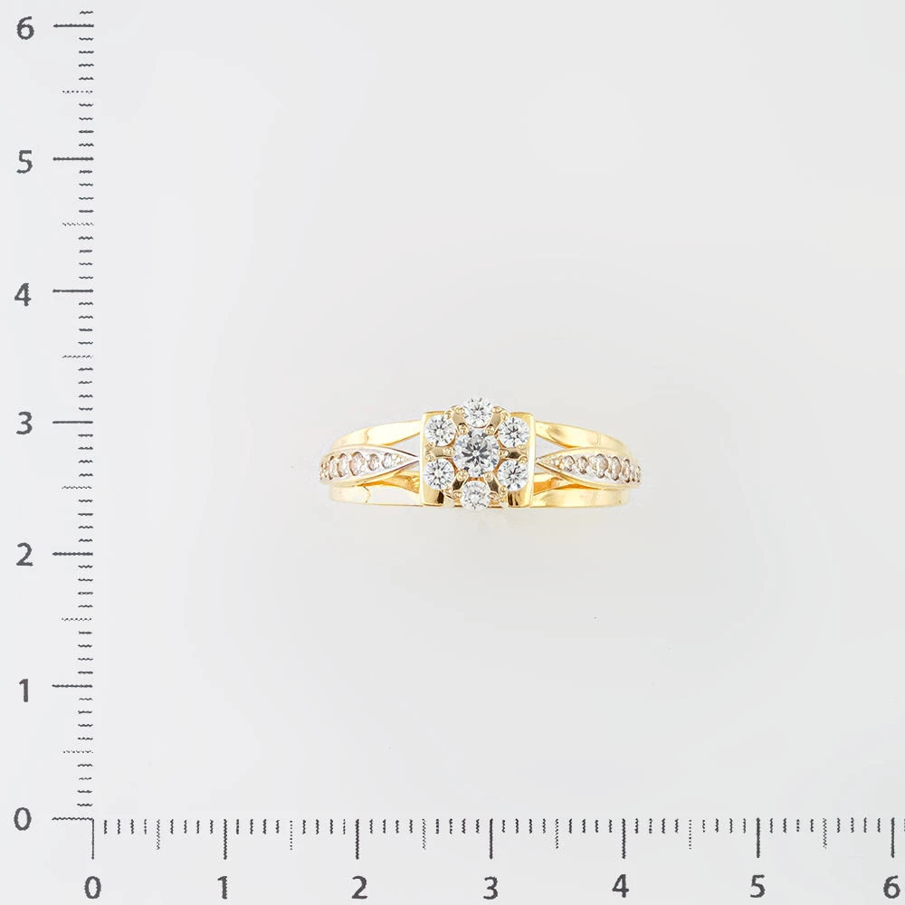 Кольцо с фианитом из желтого золота 585 пробы