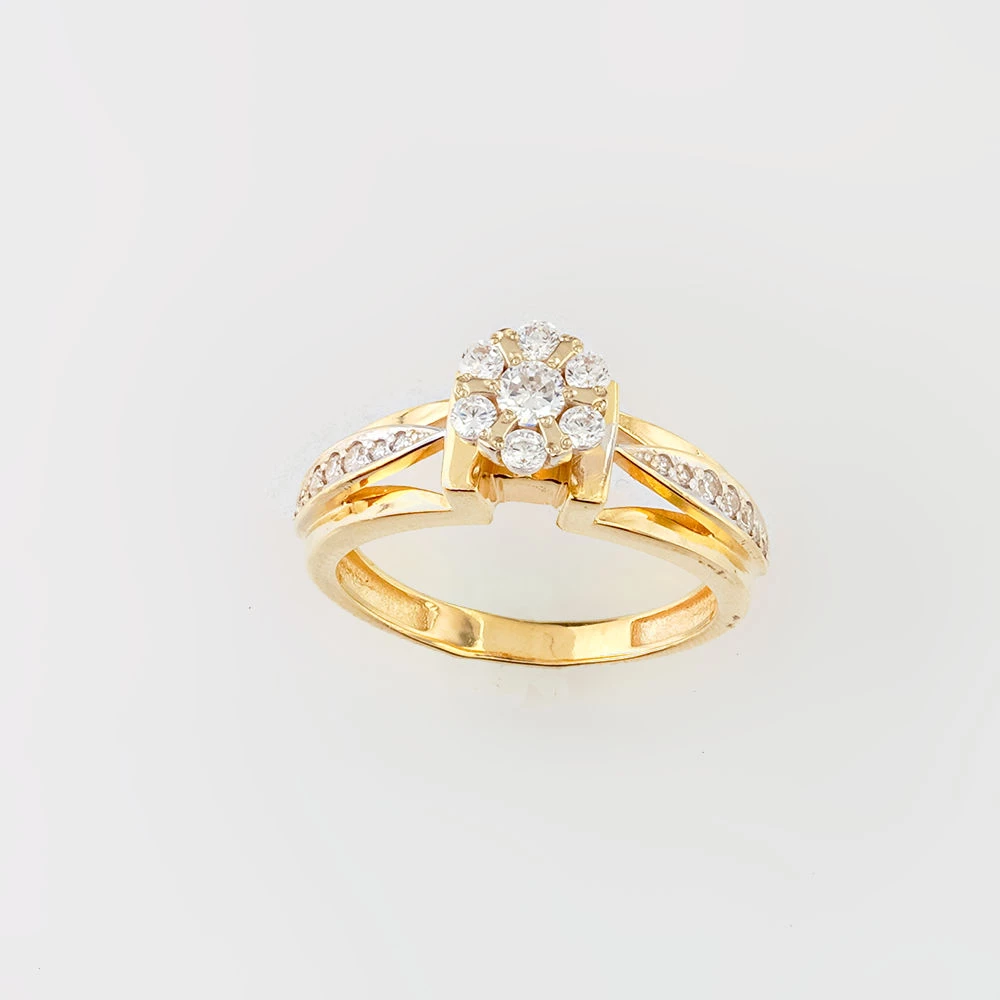 Кольцо с фианитом из желтого золота 585 пробы