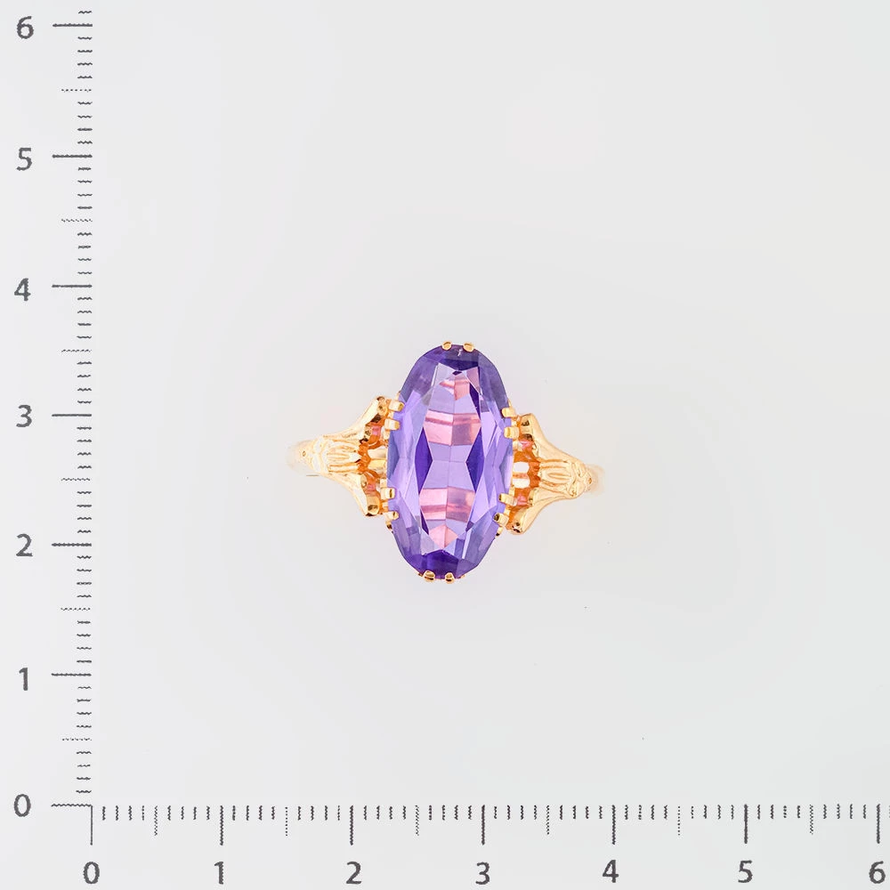 Кольцо с фианитом из красного золота 583 пробы