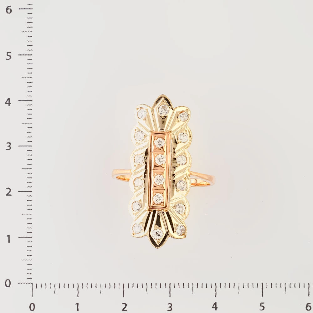 Кольцо с фианитом из красного золота 585 пробы