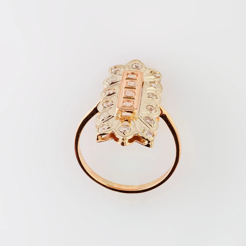 Кольцо с фианитом из красного золота 585 пробы