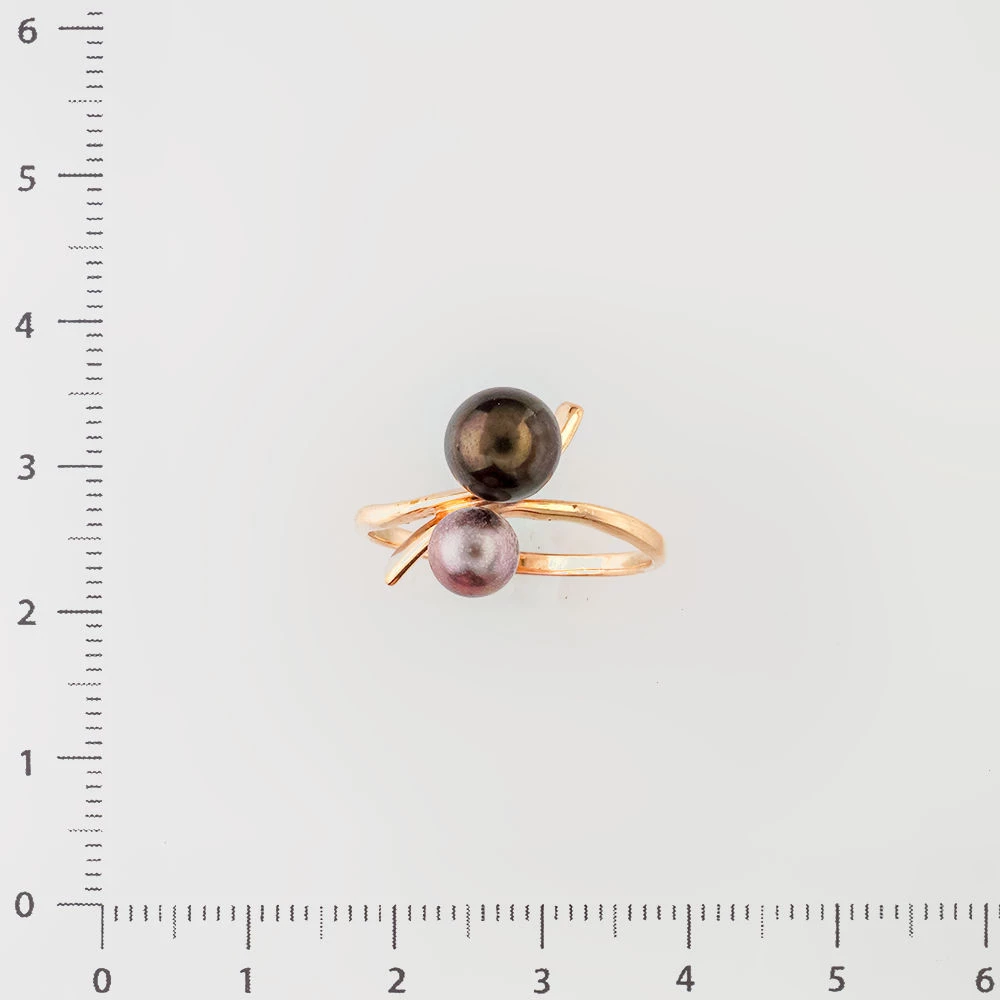 Кольцо с культивированным жемчугом из красного золота 585 пробы