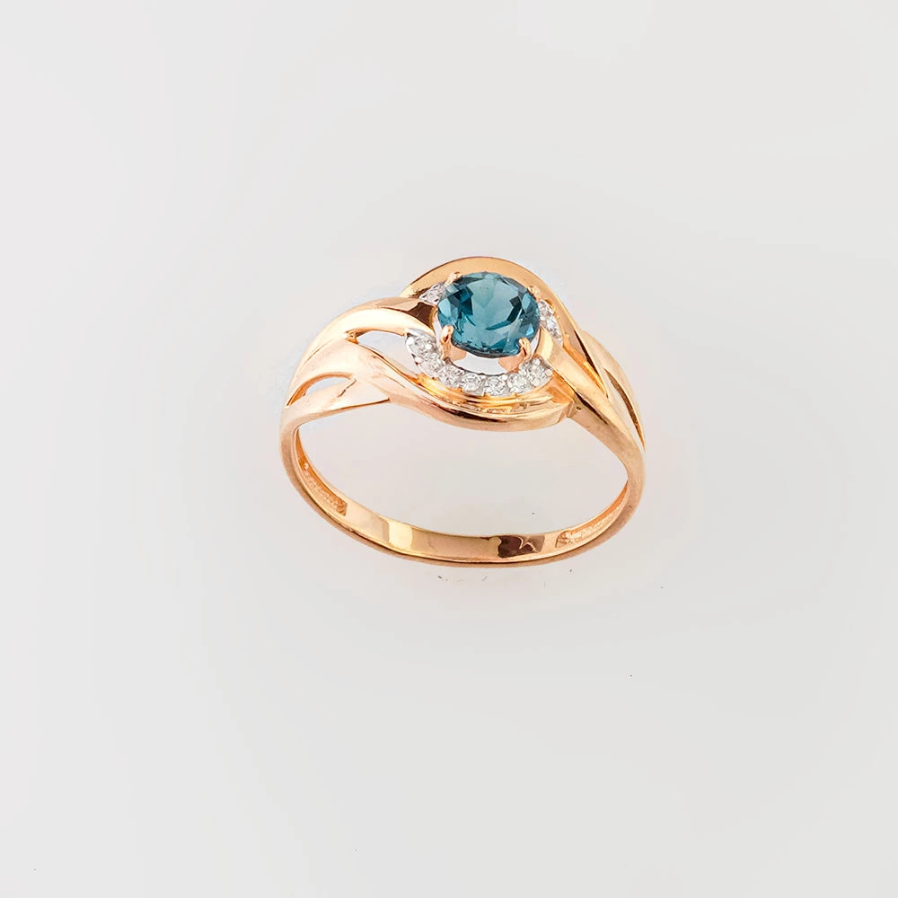 Кольцо с топазом лондон из красного золота 585 пробы