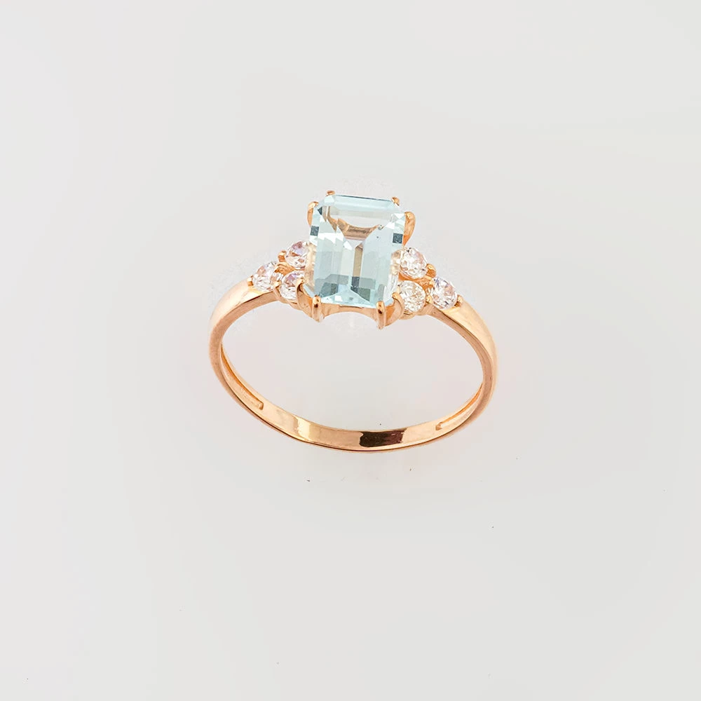 Кольцо с топазом из красного золота 585 пробы