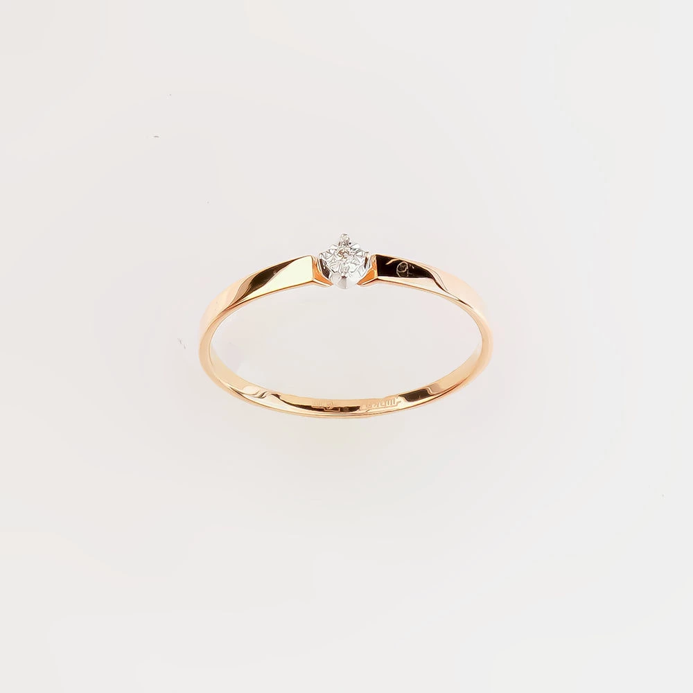 Кольцо с бриллиантом из красного золота 585 пробы