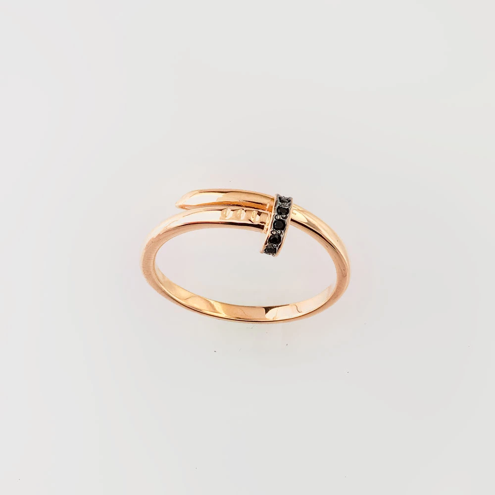 Кольцо с фианитом из красного золота 585 пробы