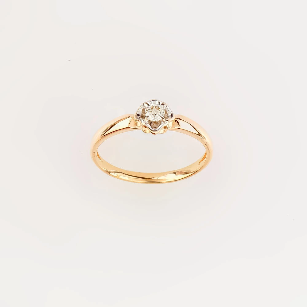 Кольцо с бриллиантом из красного золота 585 пробы