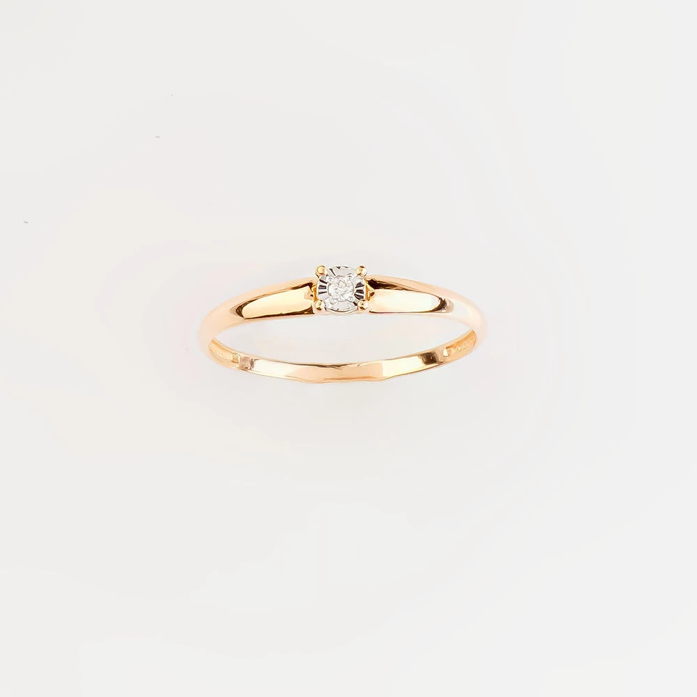 Кольцо с бриллиантом из красного золота 585 пробы