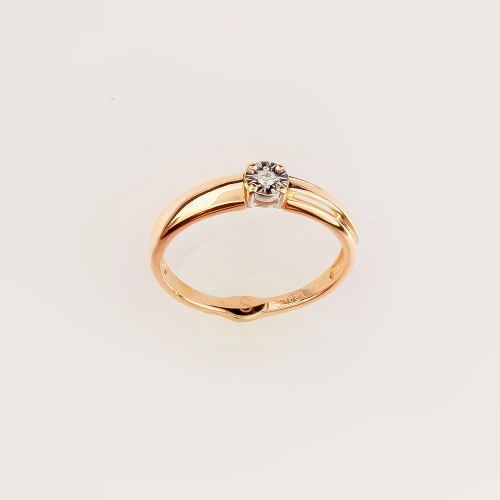 Кольцо с бриллиантом из красного золота 585 пробы