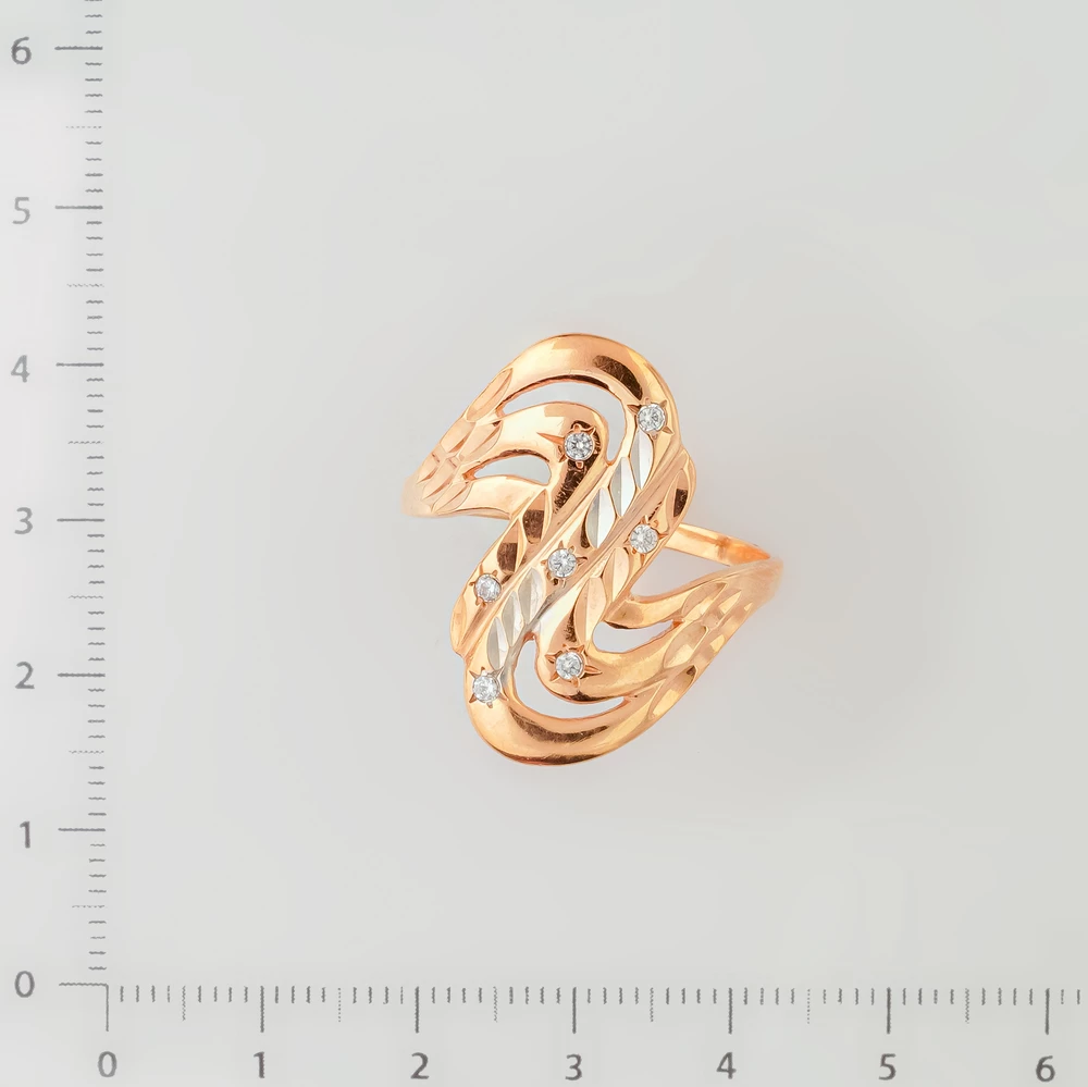 Кольцо с фианитом из красного золота 585 пробы