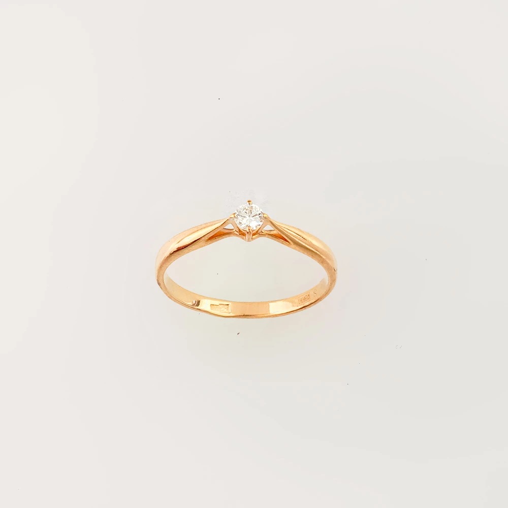 Кольцо с бриллиантом из красного золота 585 пробы