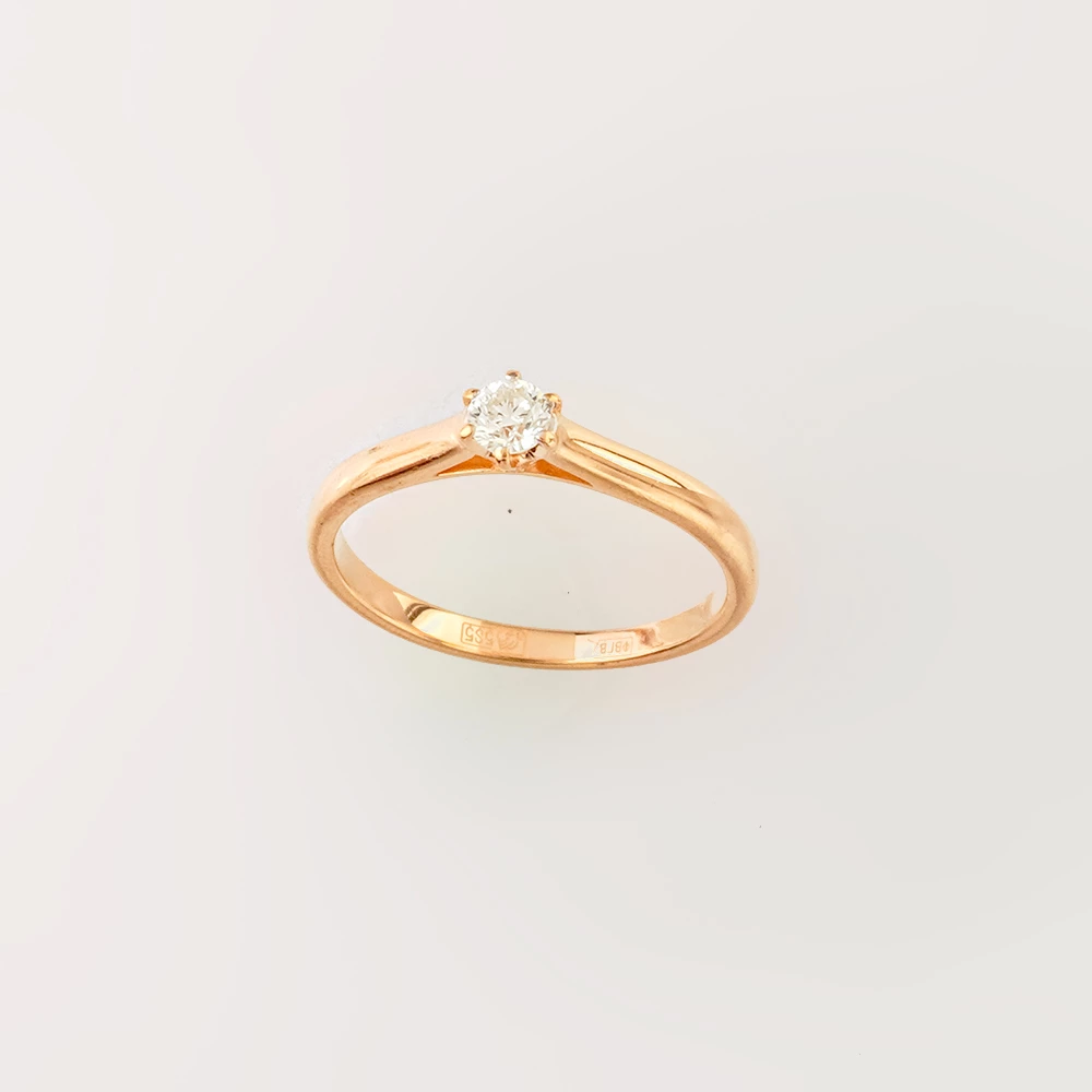 Кольцо с бриллиантом из красного золота 585 пробы