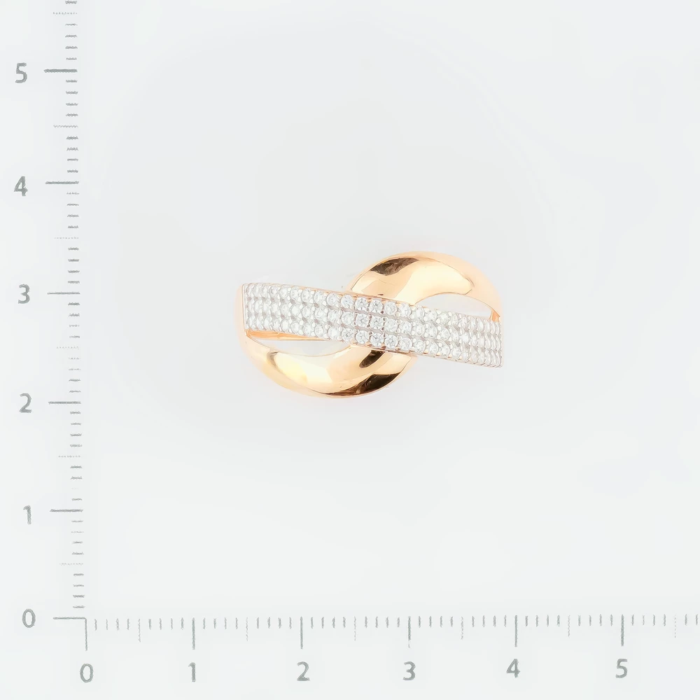 Кольцо с фианитом из красного золота 585 пробы