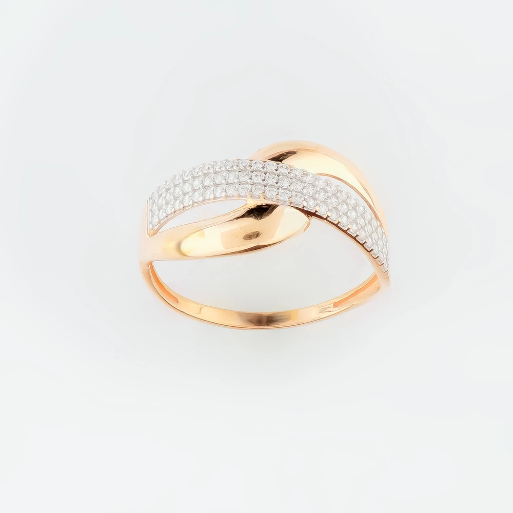 Кольцо с фианитом из красного золота 585 пробы