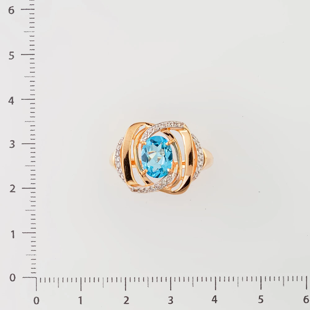 Кольцо с топазом из красного золота 585 пробы