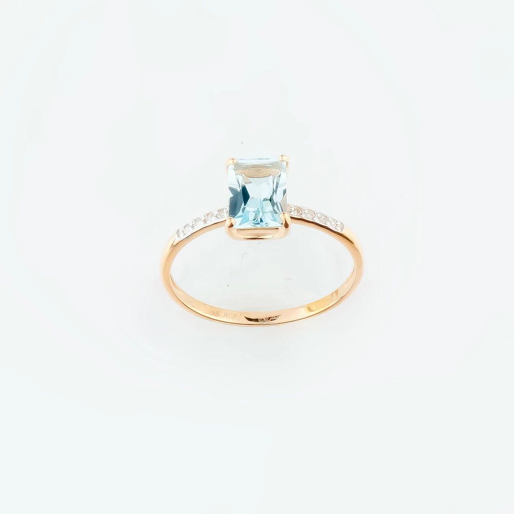 Кольцо с топазом из красного золота 585 пробы