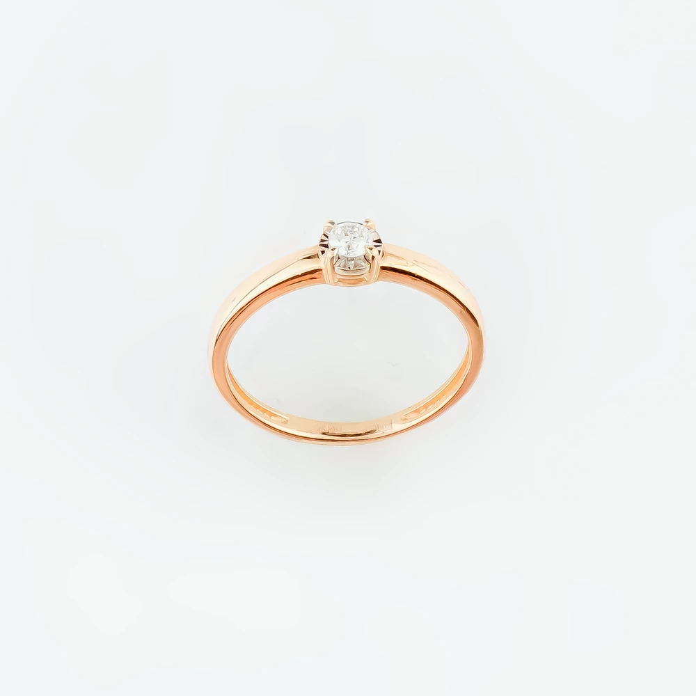 Кольцо с бриллиантом из красного золота 585 пробы