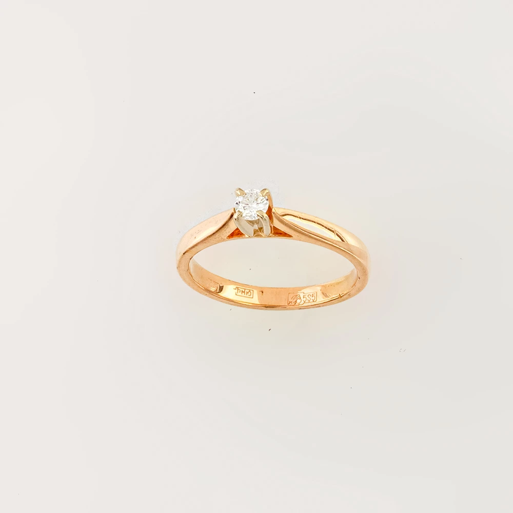 Кольцо с бриллиантом из красного золота 585 пробы