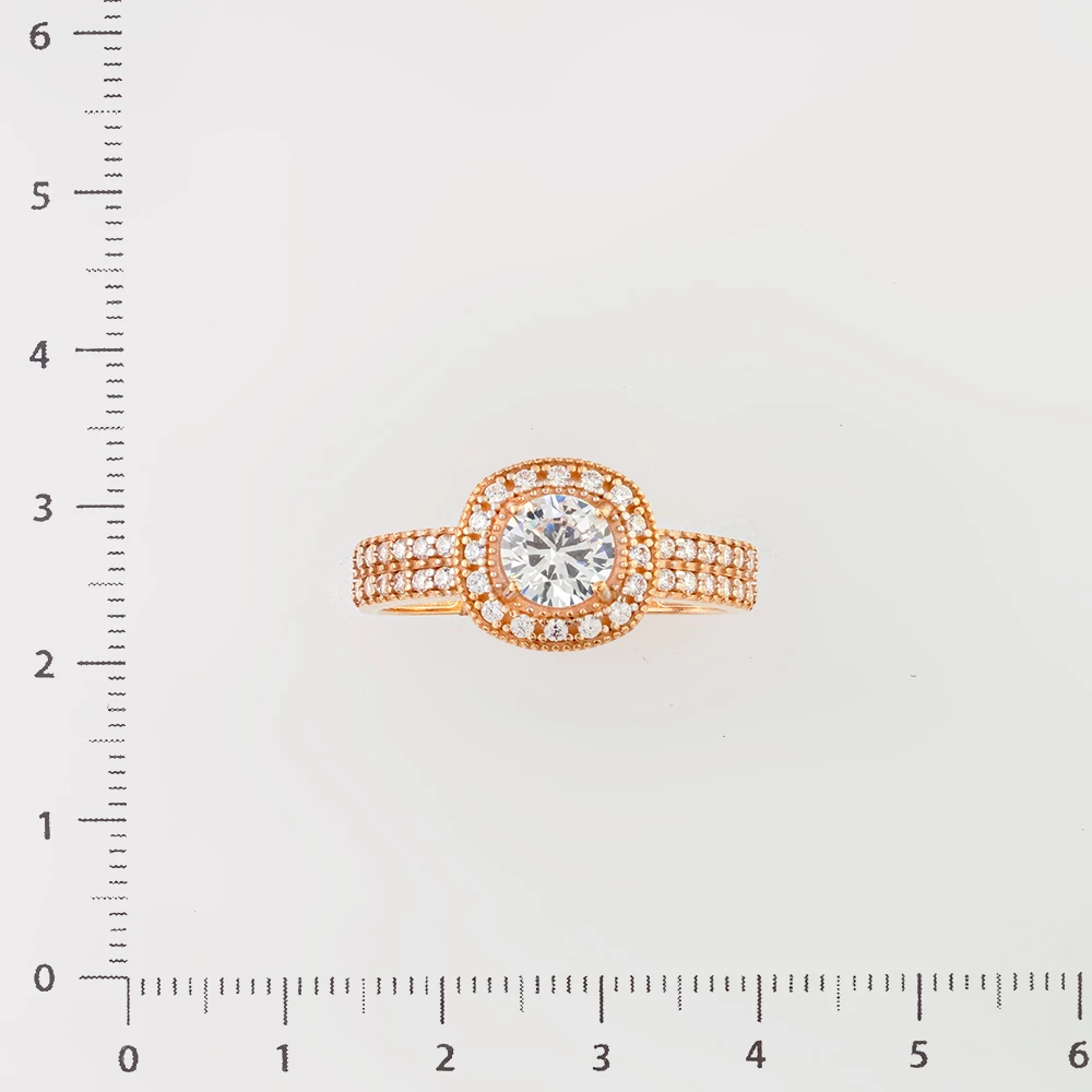 Кольцо с фианитом из красного золота 585 пробы