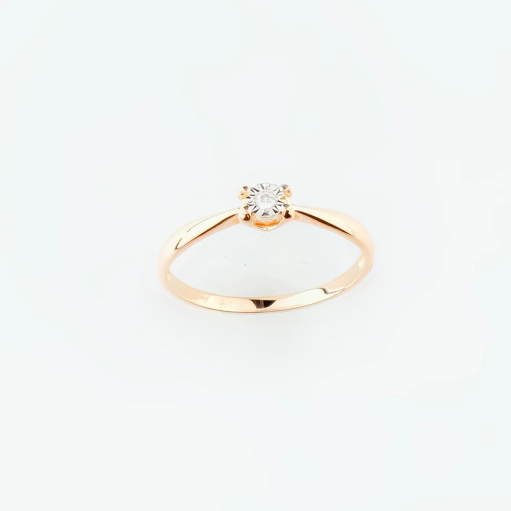 Кольцо с бриллиантом из красного золота 585 пробы