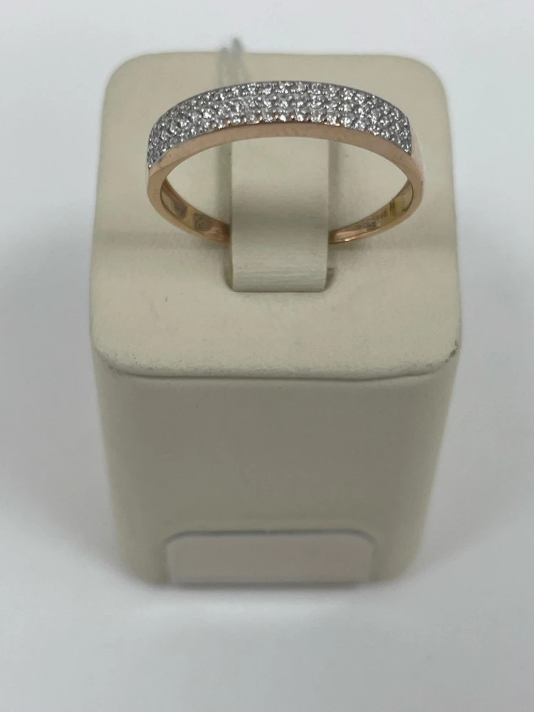 Кольцо с фианитом из красного золота 585 пробы