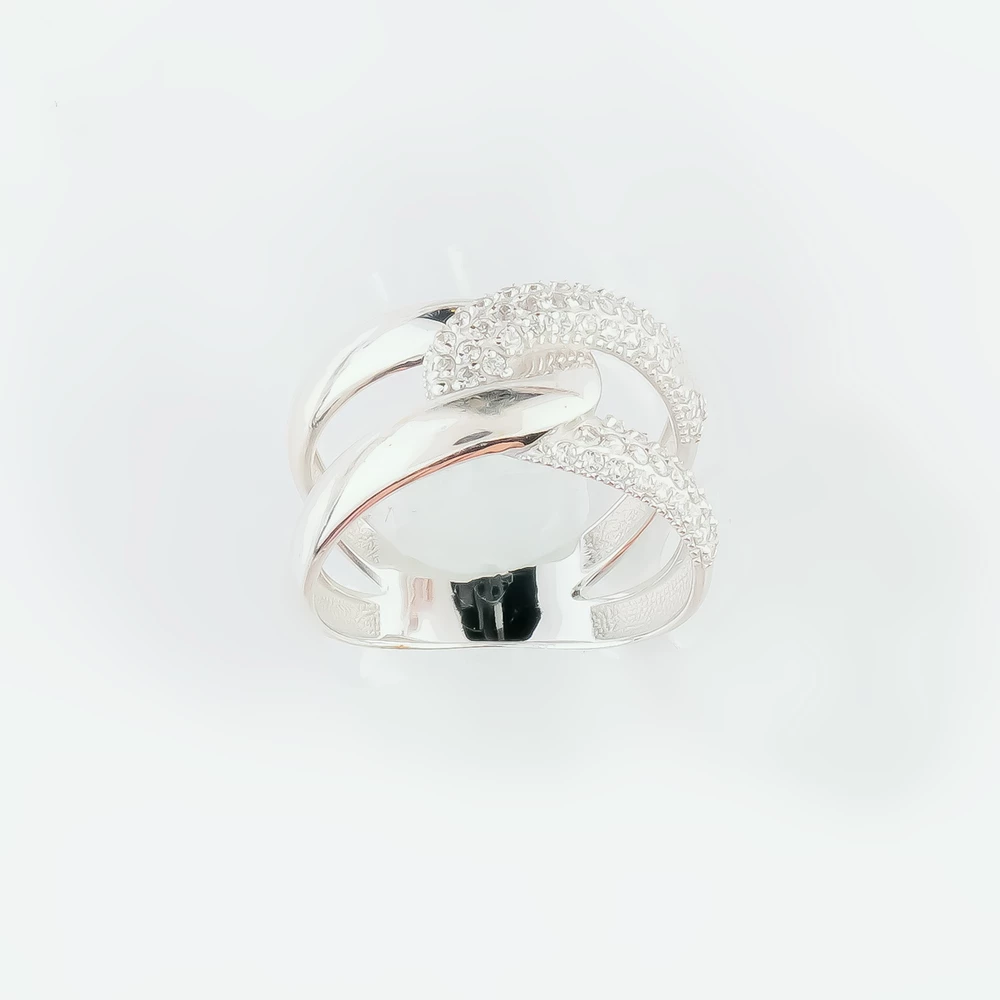 Кольцо с фианитом из белого золота 585 пробы