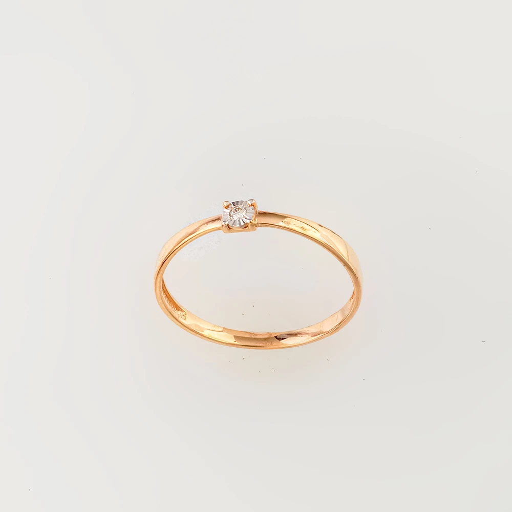 Кольцо с бриллиантом из красного золота 585 пробы