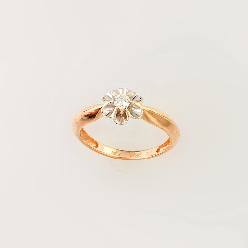 Кольцо с бриллиантом из красного золота 585 пробы