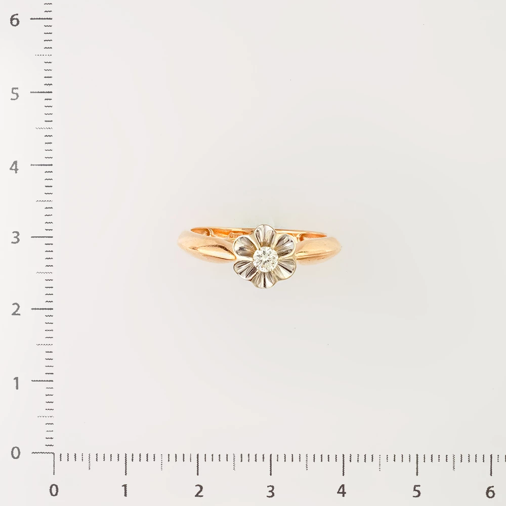 Кольцо с бриллиантом из красного золота 585 пробы