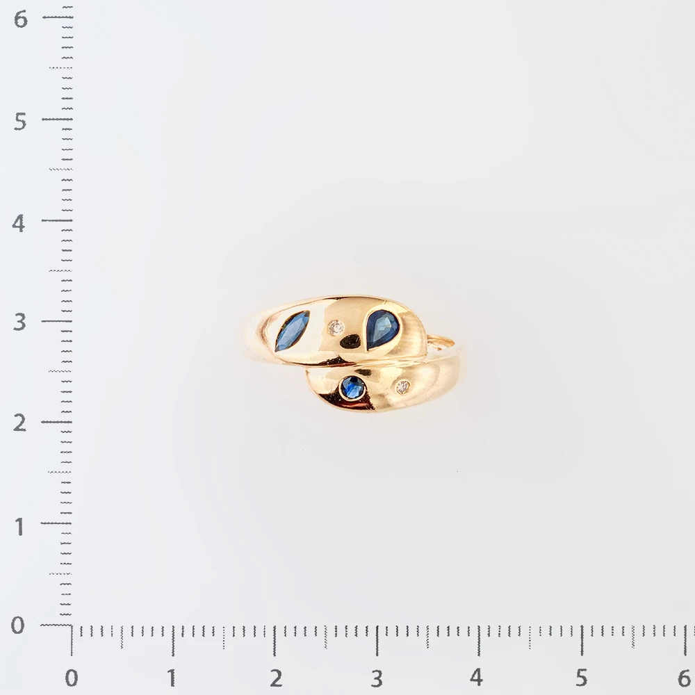 Кольцо с сапфиром синтетическим из красного золота 585 пробы Кольцо с сапфиром синтетическим из красного золота 585 пробы