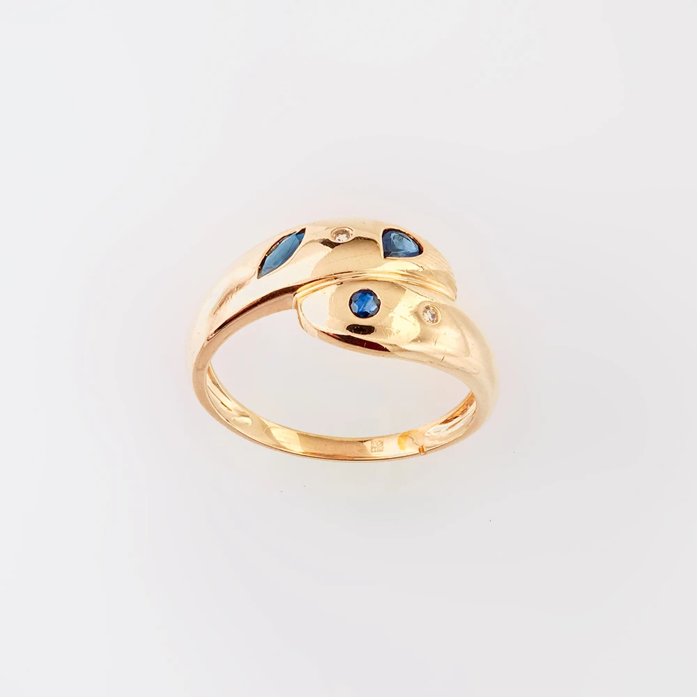 Кольцо с сапфиром синтетическим из красного золота 585 пробы Кольцо с сапфиром синтетическим из красного золота 585 пробы