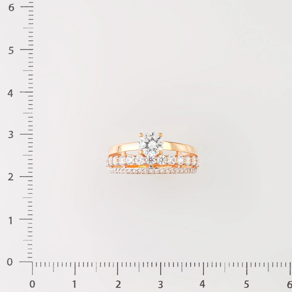 Кольцо с фианитом из красного золота 585 пробы