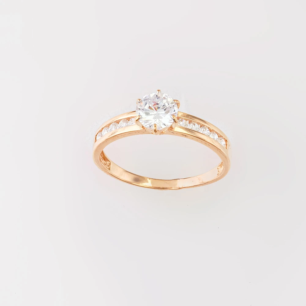 Кольцо с фианитом из красного золота 585 пробы