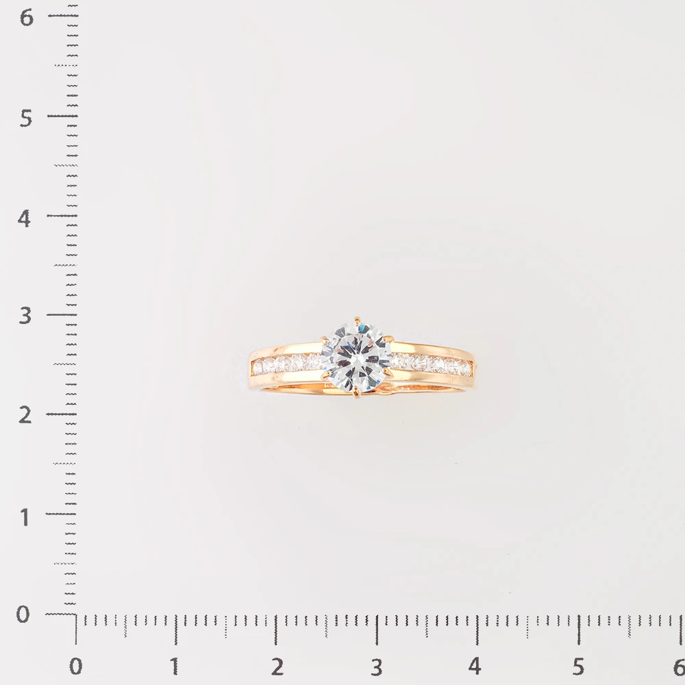 Кольцо с фианитом из красного золота 585 пробы