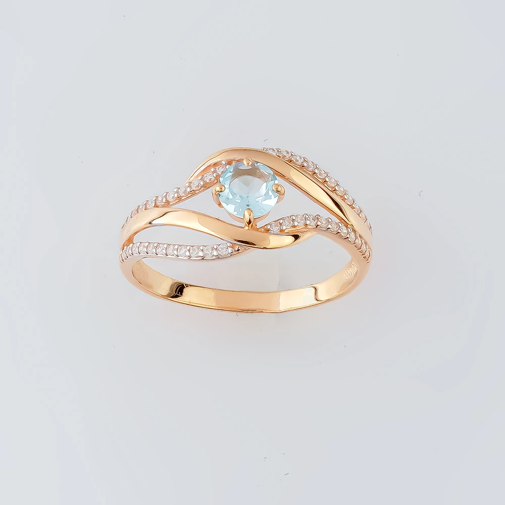 Кольцо с топазом из красного золота 585 пробы Кольцо с топазом из красного золота 585 пробы