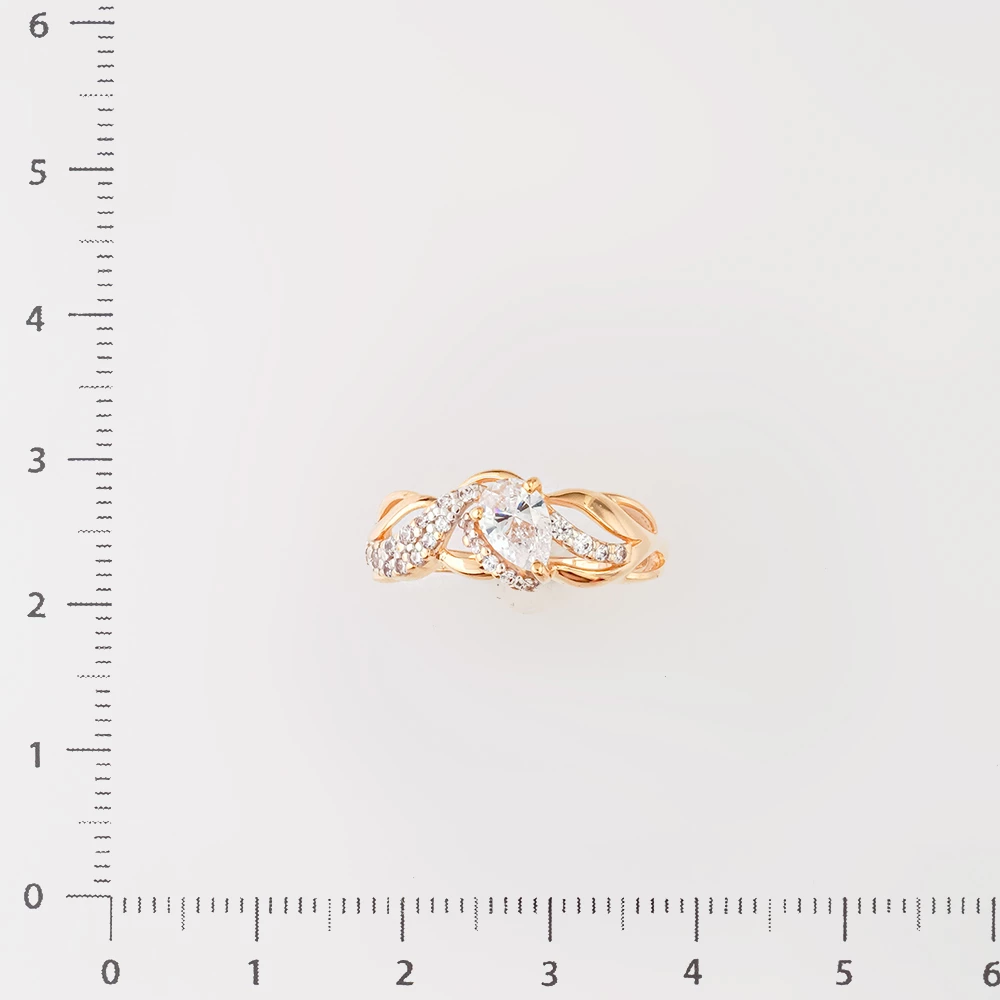 Кольцо с фианитом из красного золота 585 пробы