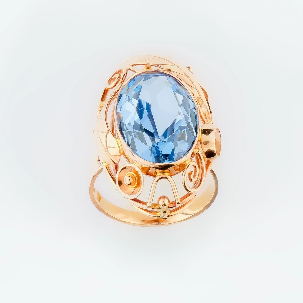 Кольцо с фианитом из красного золота 585 пробы