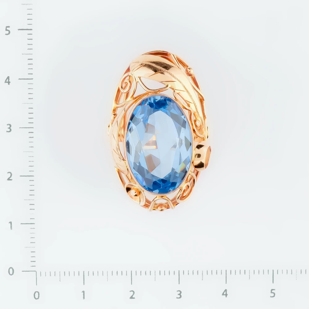 Кольцо с фианитом из красного золота 585 пробы