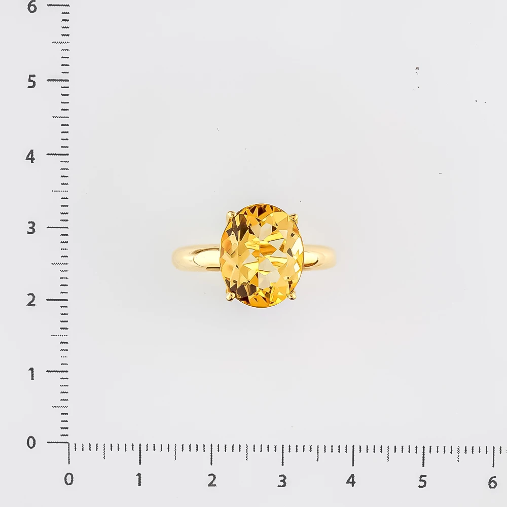 Кольцо с цитрином из желтого золота 750 пробы