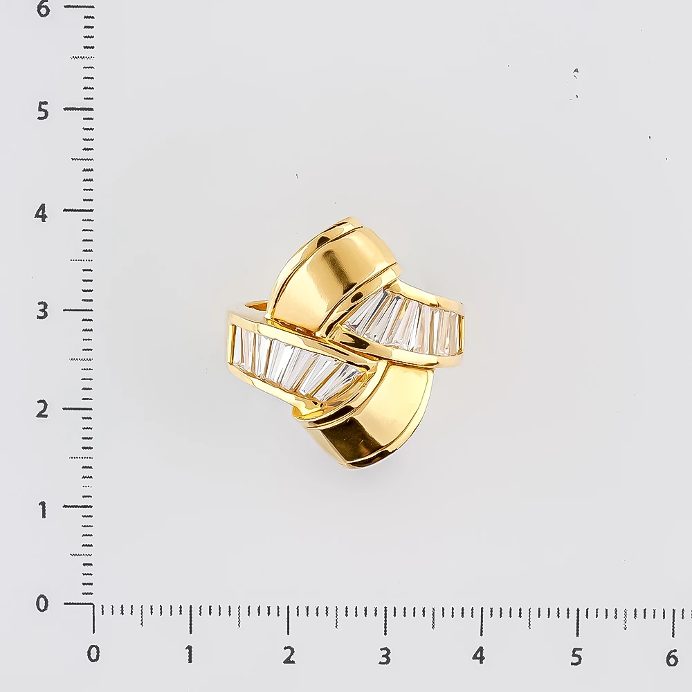 Кольцо с фианитом из желтого золота 750 пробы