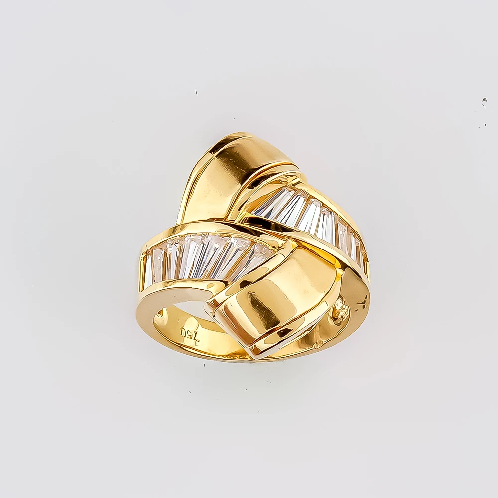 Кольцо с фианитом из желтого золота 750 пробы