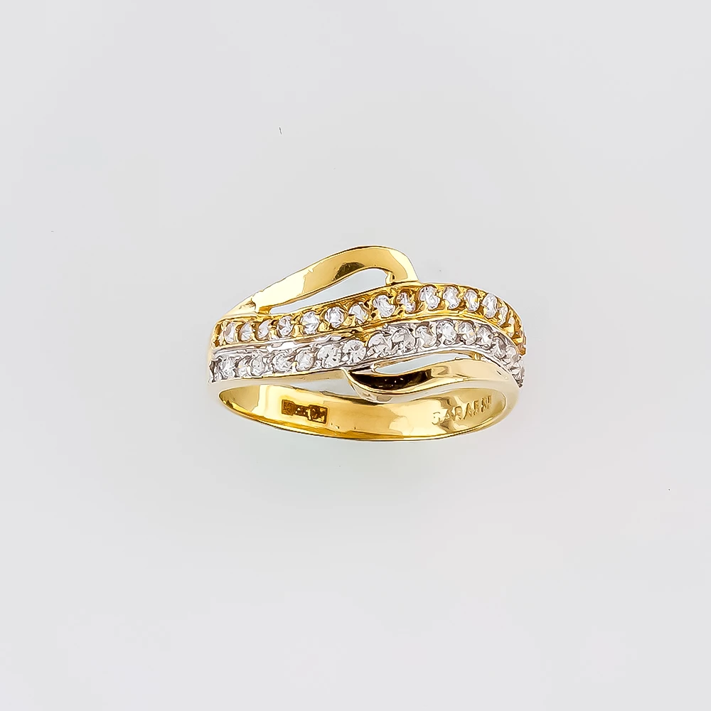 Кольцо с фианитом из желтого золота 585 пробы