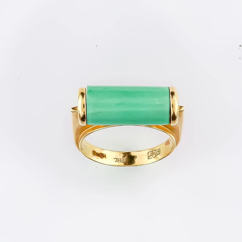Кольцо с бирюзой синтетической из желтого золота 585 пробы